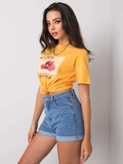 Tricou portocaliu inchis cu aplicatie Ramir