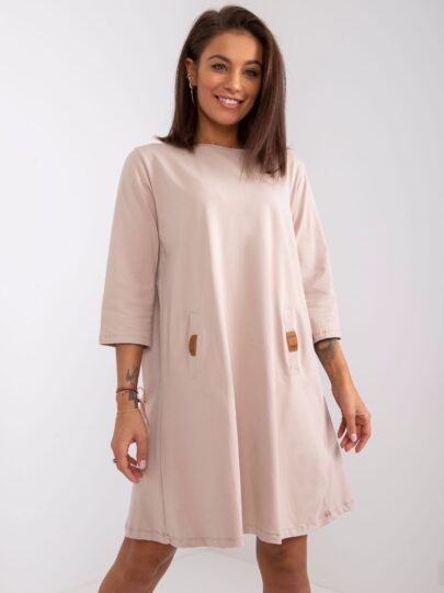 Rochie Bej Cu Buzunare Dalenne Marimea S/M