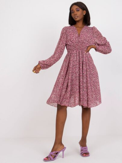 Rochie Violet Cu Imprimeuri Florale Zuluna