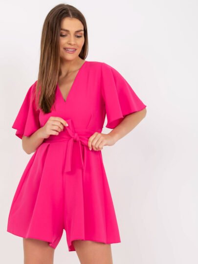 salopeta fucsia cu centura de la Rue Paris