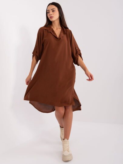 Rochie Cămașă Oversize Maro Marime Universala