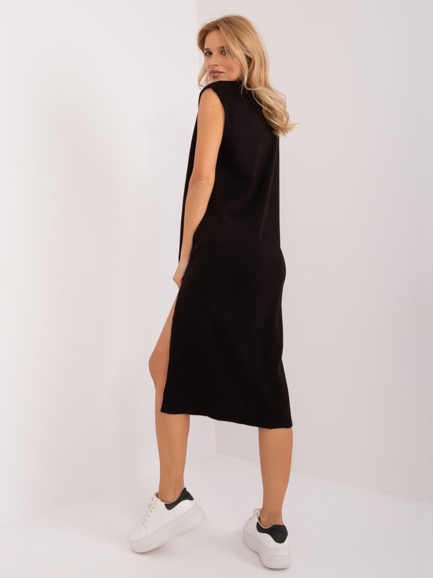 Rochie Neagra Tricotata Simpla Marime Universala - imagine 2