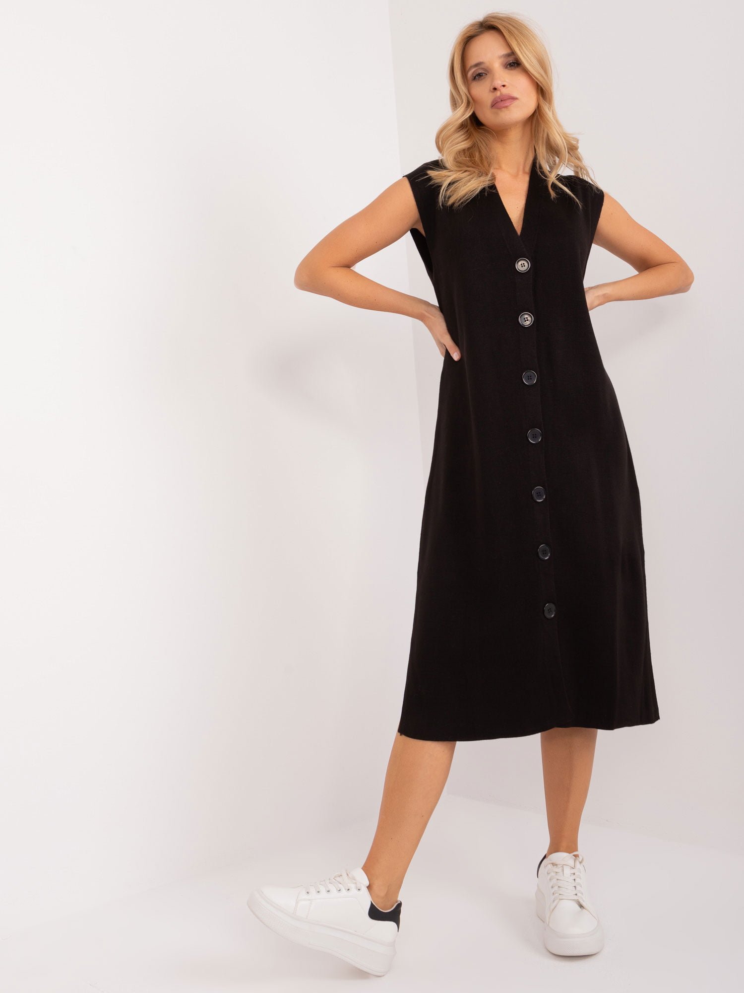 Rochie Neagra Tricotata Simpla Marime Universala - imagine 4