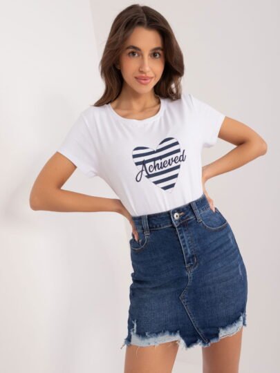 Fusta mini din denim bleumarin cu franjuri